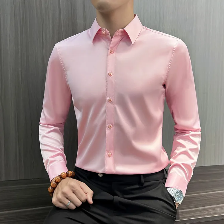 高级感衬衫男长袖韩版修身春秋商务休闲时尚百搭抗皱免烫男士衬衣