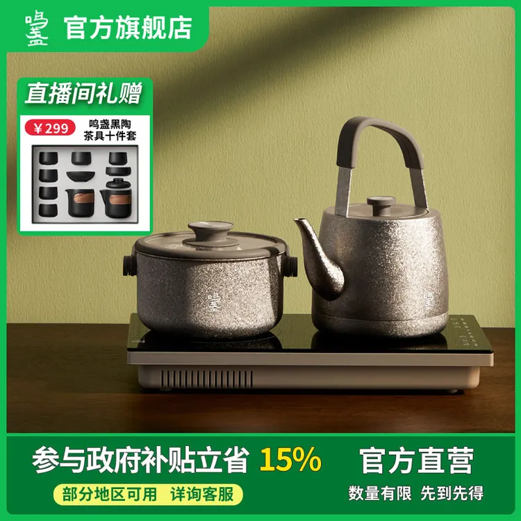 鸣盏纯钛结晶电陶炉烧水壶泡茶专用煮茶器电陶炉家用高端茶具