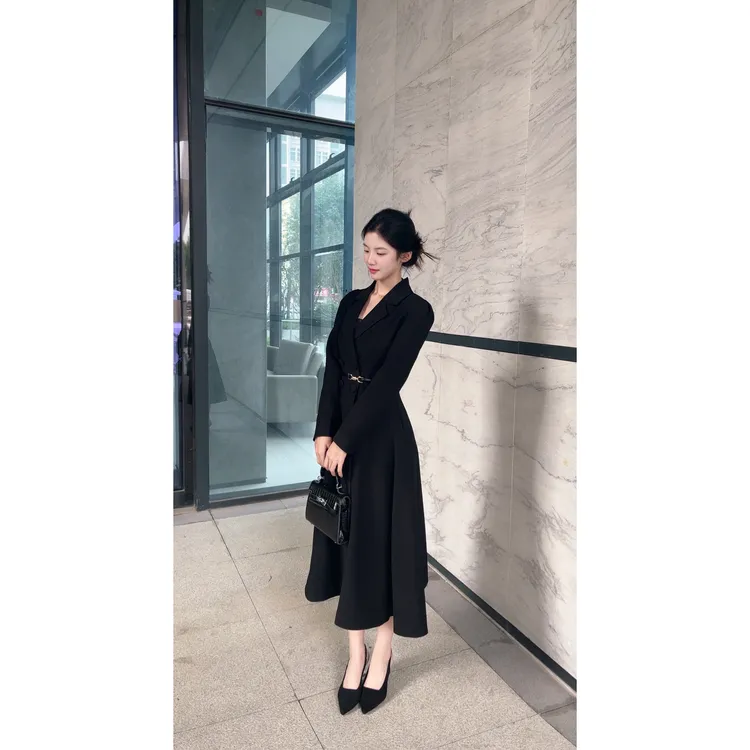【雾岸】海瑟薇恋人 赫本风气质名媛高级感黑色西装外套风衣