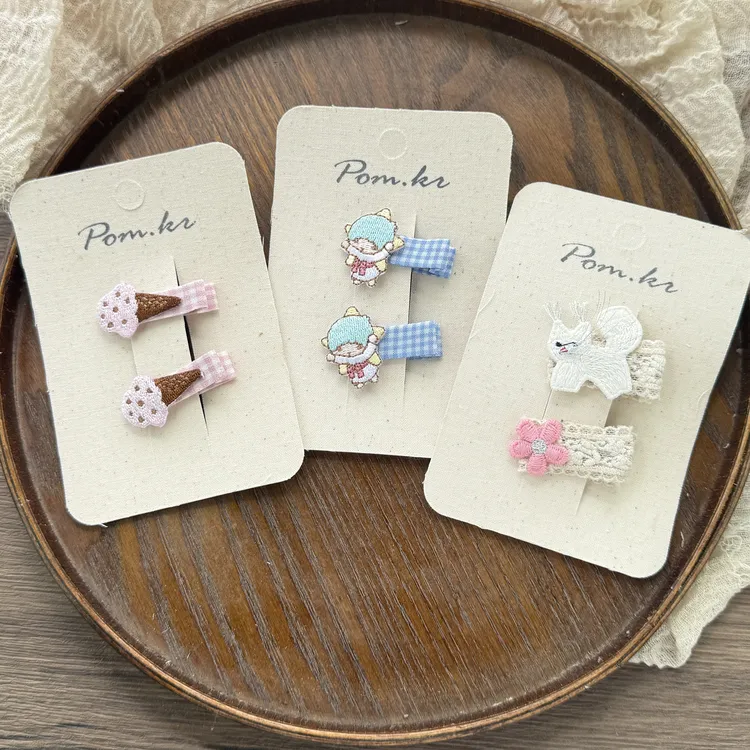 狗狗冰激凌发夹BB夹新款甜美韩国原创ins小香风布艺头饰不伤发