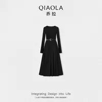 QIAOLA/乔拉【大雾柏林】秋季新款黑色时尚百搭显瘦连衣裙预售