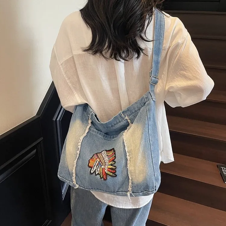 基本单肩通勤风韩版学院风双根单肩包牛仔小包包肩包牛仔包包