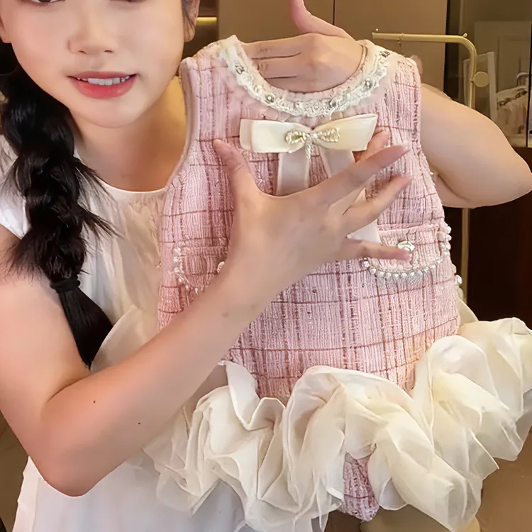 女童秋冬连衣裙新款小香风背心裙儿童公主裙女宝宝生日周岁礼服裙