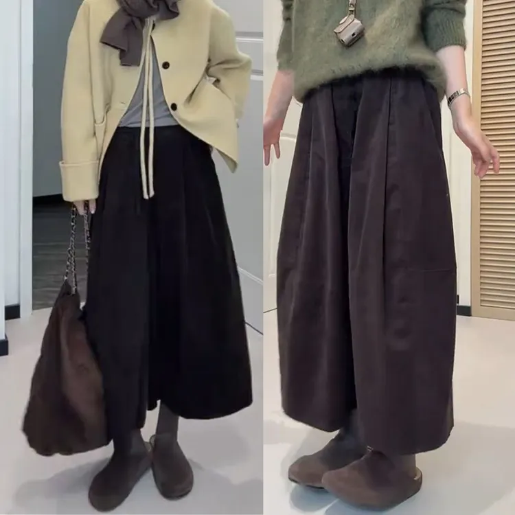 早秋时尚女装复古八分裤女法式洋气显瘦宽松阔腿裤新款宽松直筒裤