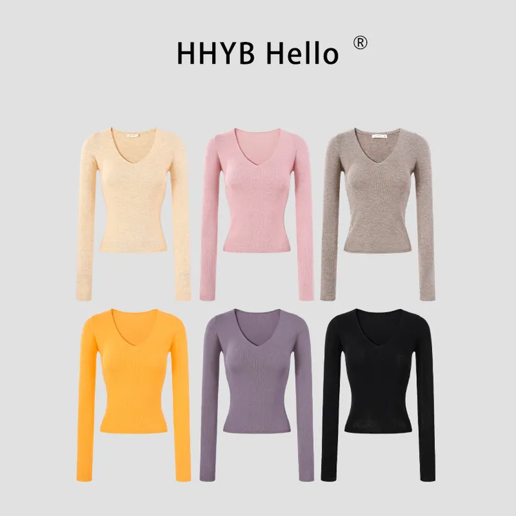 HHYB Hellov领柔软毛针织衫2025秋季上衣露肩斜肩软糯上衣M1226