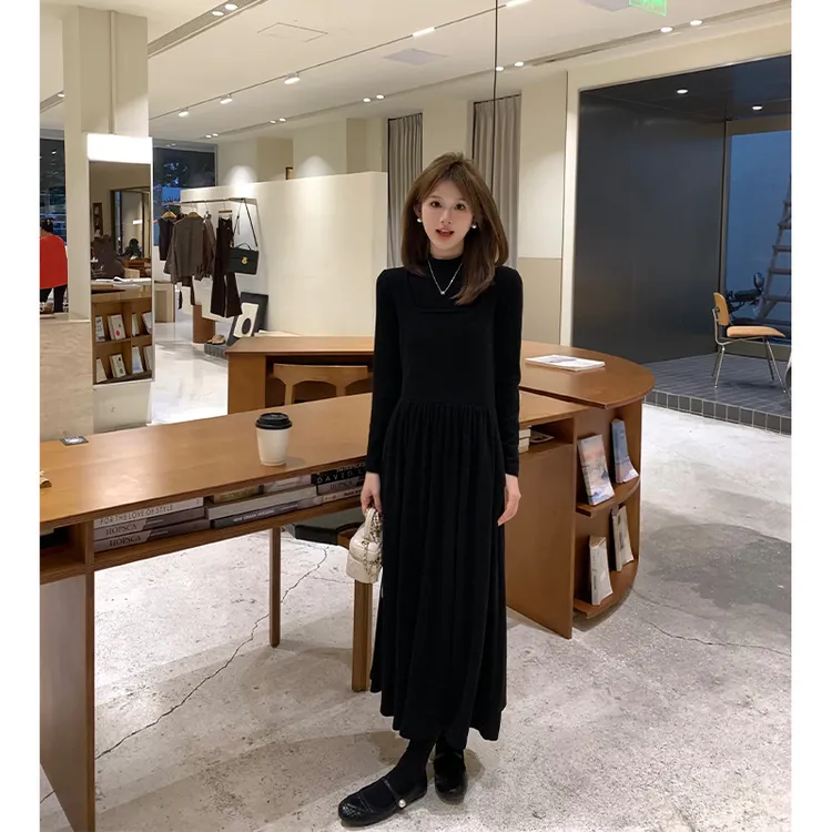 FUGUI RICH【舒曼小姐】小个子冬季新款时尚洋气百搭假两件连衣裙