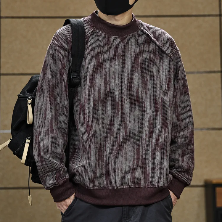 涂鸦印花美式复古卫衣男士高街痞帅设计感ins圆领上衣年秋季