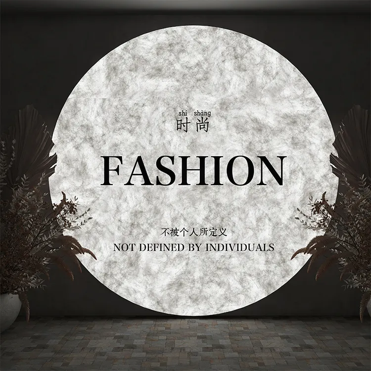 氛围感杜邦纸灯箱背景墙瑜伽养生馆美容院前台招牌圆形宣纸广告牌