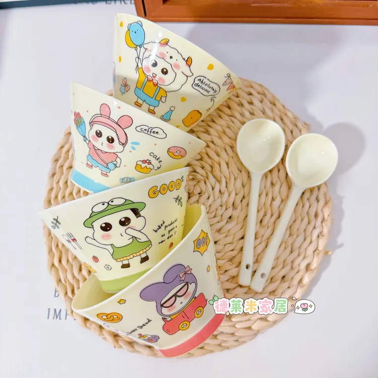 可爱小新饭碗餐具2025新款个人专用釉下彩5英寸斗笠碗家用米饭碗