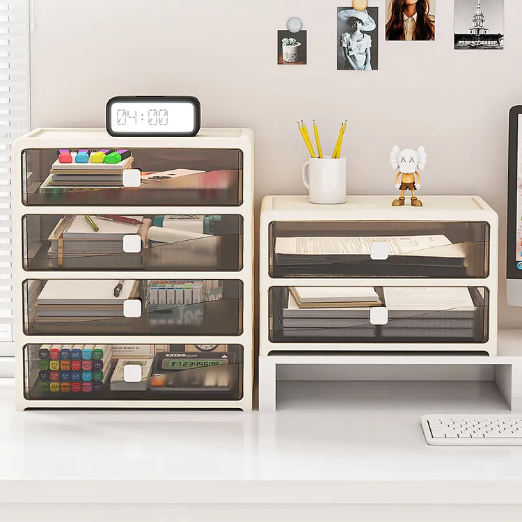 大容量文具收纳盒桌面抽屉式学生书桌笔筒工位手账整理神器化妆品