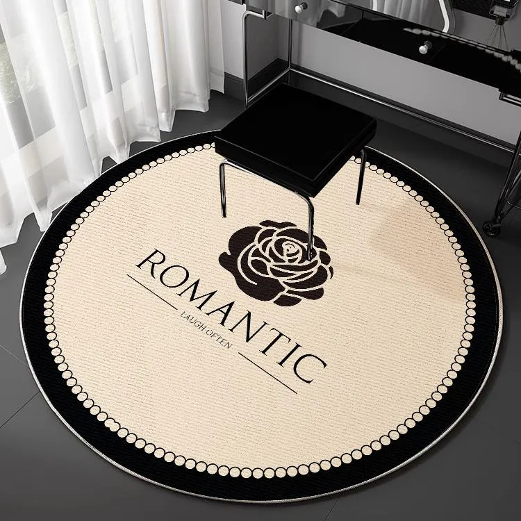 小香风卧室化妆椅地毯加厚圆形高级感衣帽间化妆桌梳妆台摇椅地垫