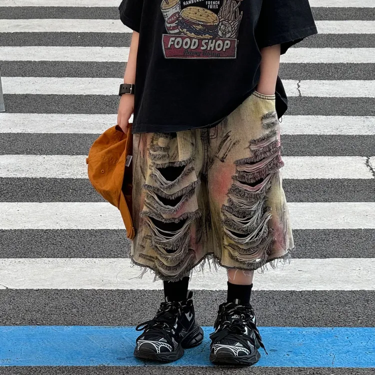 儿童套装泰如2025夏季新款韩版男童百搭设计感街直筒阔腿牛仔裤儿