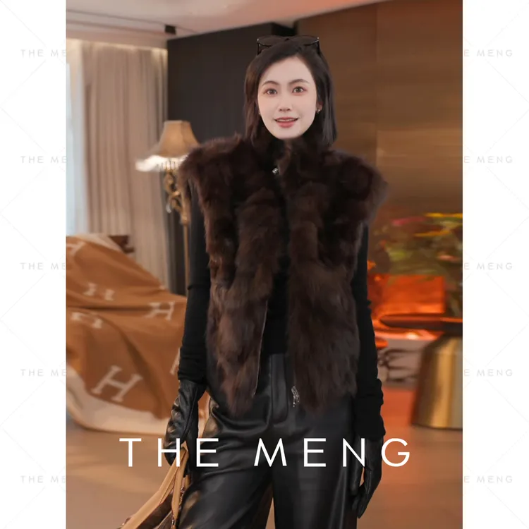 THE MENG【铂金】小紫水貂毛皮轻暖御寒马夹#M253M1394