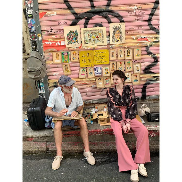 现货一生罗曼【粉墨】法式碎花多巴胺服装女休闲宽松衬衫秋季Y5455