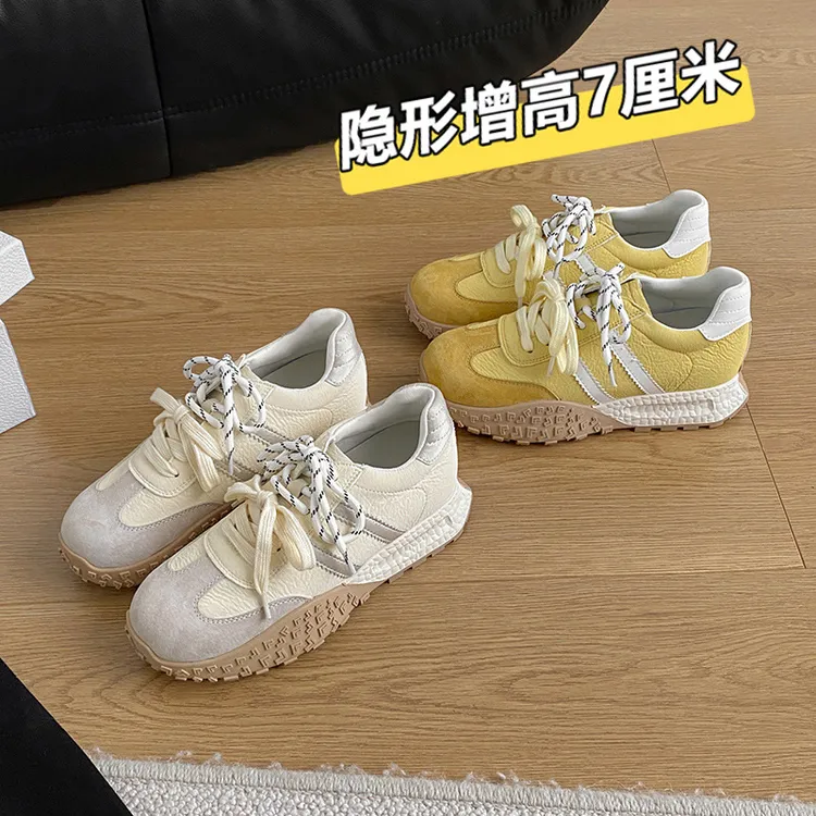 小码女鞋34码休闲增高女鞋内增高德训鞋学院风新款时尚老爹鞋