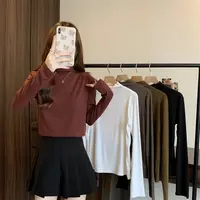 半高领高级感打底衫女春秋新款大码胖MM内搭纯色上衣长袖t恤13157