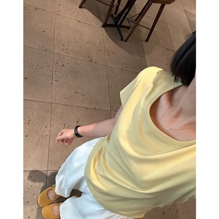 【瘦瘦Tee】巨显瘦小方领冰凉感“”纯色正肩短袖T恤