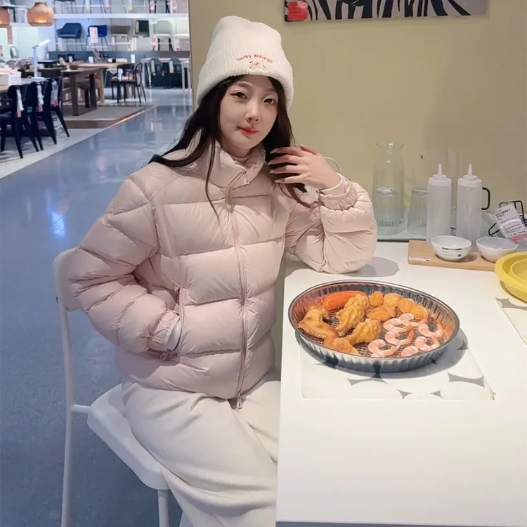 2025新款短款白鸭绒立领高级感羽绒服外套