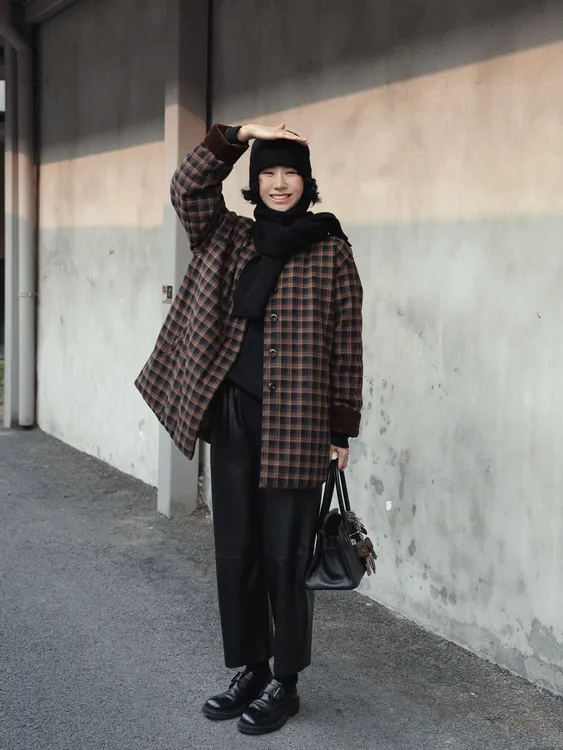 TT设计师【日落时分】复古高级时尚灯芯绒格纹白鹅绒羽绒服TT191650