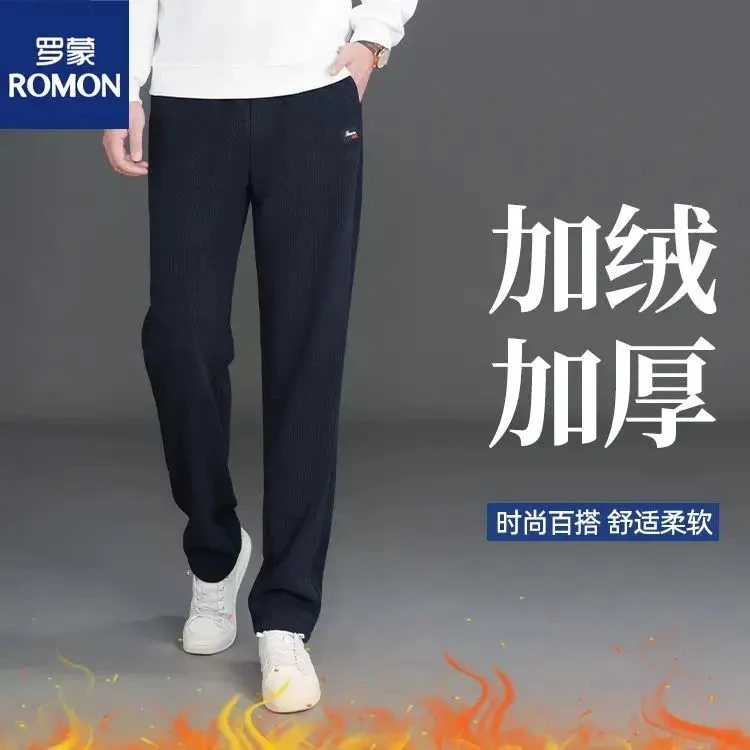 罗蒙2025秋冬新款男休闲裤保暖松紧腰弹力男裤新款2025爆款男款