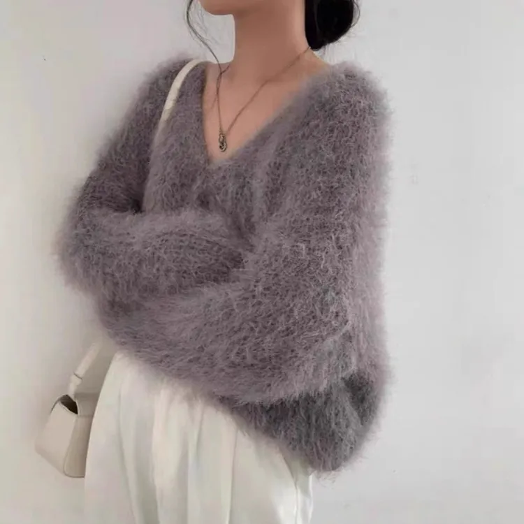 2025韩版宽松百春秋冬开衫慵懒风领单排扣针织衫毛衣外套上衣女