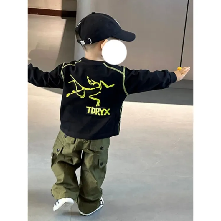 童装男童秋装套装宝宝2025新款酷帅黑色卫衣时髦炸街工装裤潮