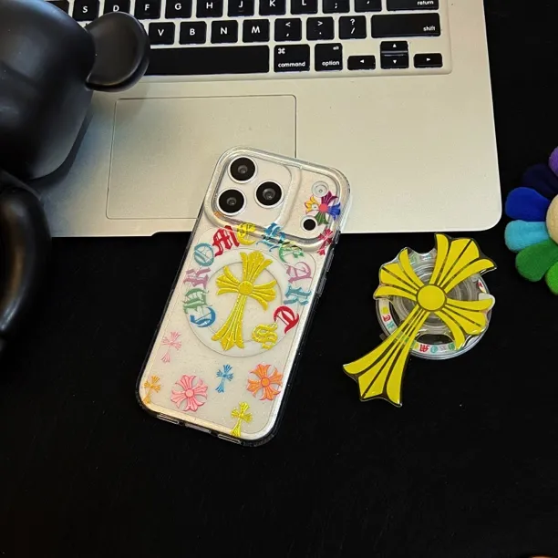 鎏金磁吸潮牌十字架适用苹果17promax高透iphone1617promax手机壳