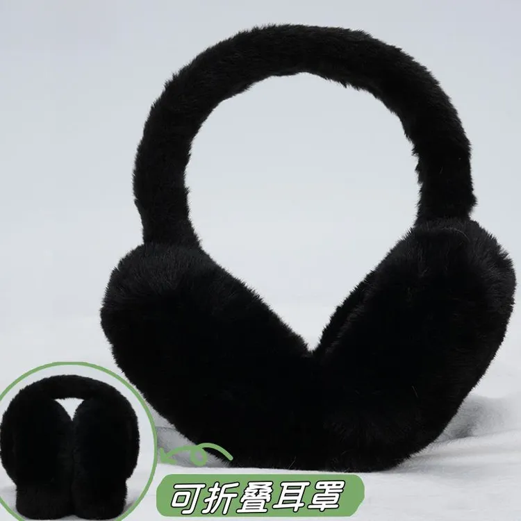 冬季黑色耳罩保暖男女电动车骑行护耳捂耳包耳朵套防风可折叠耳套