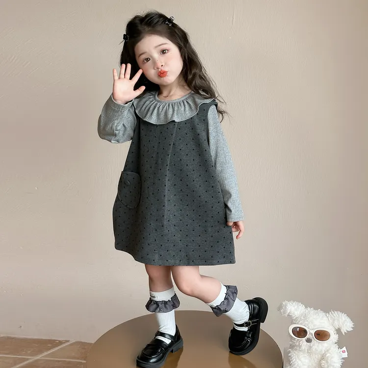 女童套装春秋款2025新款儿童洋气时髦背带裙女宝宝秋季衣服两件套