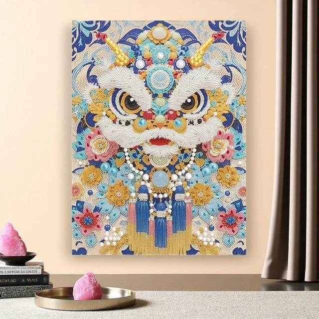 2025新款中国风钻石画醒狮DIY手工钻石中国3d立体摆台式钻床石黏