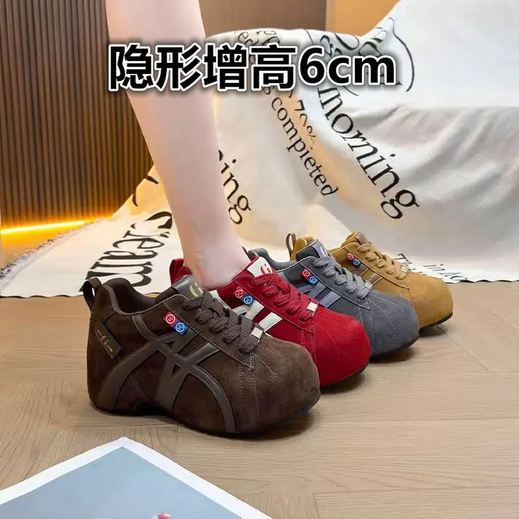 潮牌隐形增高6CM休闲女鞋2025秋季时尚百搭新款爆款潮流高级短靴