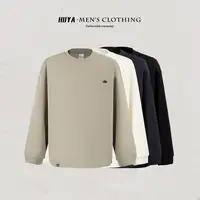 虎牙兄弟秋冬男生卫衣炽芯双面暖绒字母刺绣保暖圆领打底男 Z6306