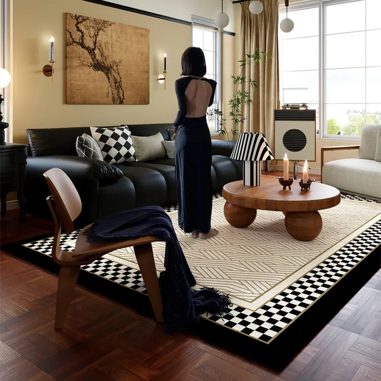 客厅复古新款中卧室茶几法式地毯沙发毯古风防污高级免洗地垫防水