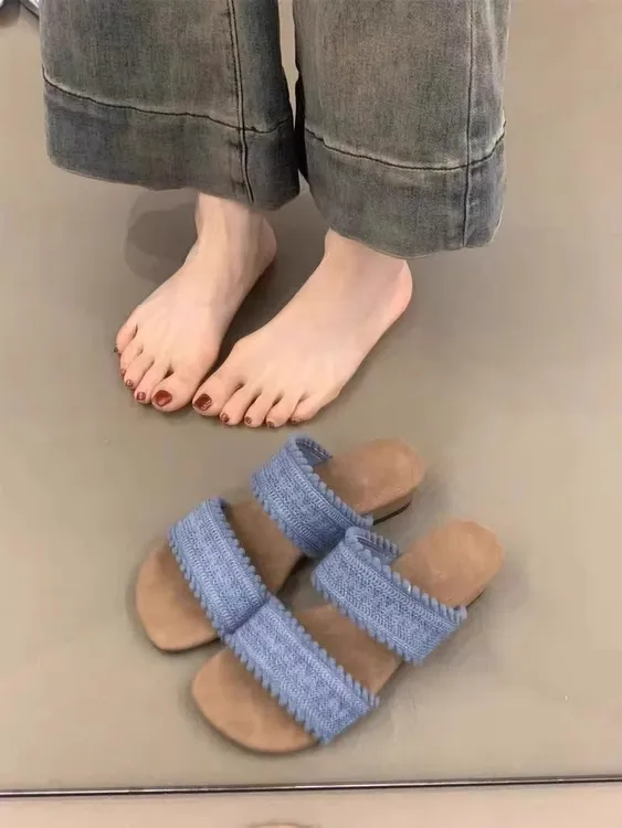 坡跟高跟厚底凉拖鞋女夏季外穿2025新款配裙子波西米亚一字拖凉鞋