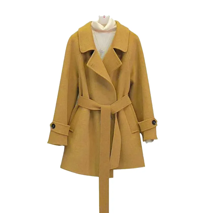 【GG澳.毛 莱赛尔天丝】双面大衣带腰带短款羊毛外套-20279