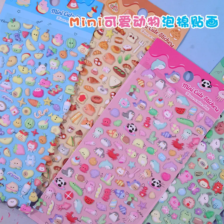 立体可爱小图案装饰贴纸女孩可爱迷你水果动物贴画儿童奖励粘贴