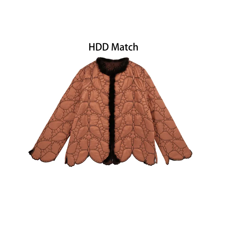 HDD- "个性轮廓" 女款定制水貂毛条定制品质夹棉外套 Y9923