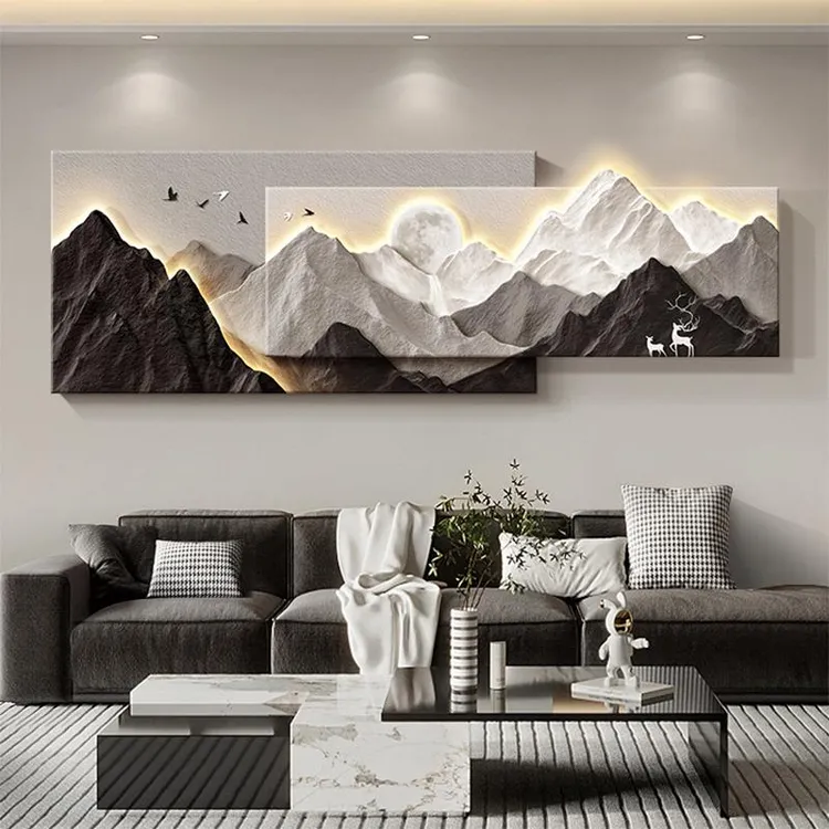 现代轻奢高级感客厅装饰画背有靠山沙发背景墙挂画2025新款壁画