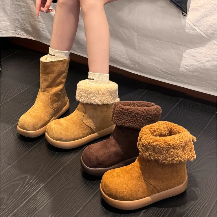 贾不假雪地靴女款2025新款秋冬季爆款两穿加绒加厚棉鞋东北短靴子