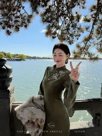 EIA一尧新中式国风【万物生】旗袍气质温婉灵动女显瘦刺绣连衣裙冬