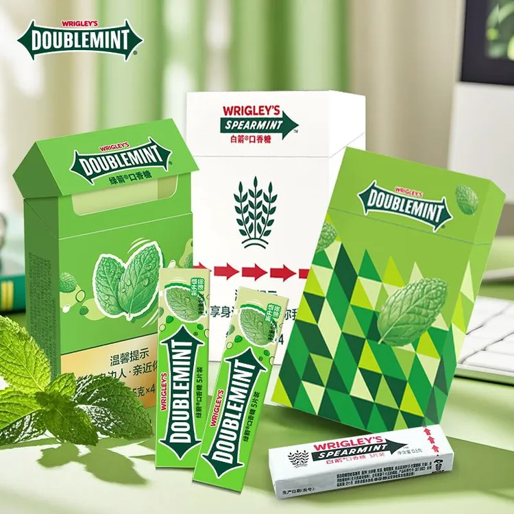 绿箭烟盒装口香糖绿群玫瑰花盒装抽抽盒薄荷味原味戒独立小包装烟