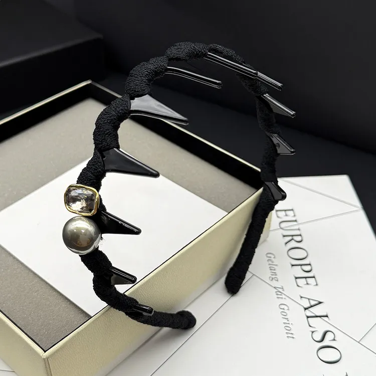 珍珠高颅顶发箍带齿防滑头饰女2025新款压发捆高级感日常外戴头箍