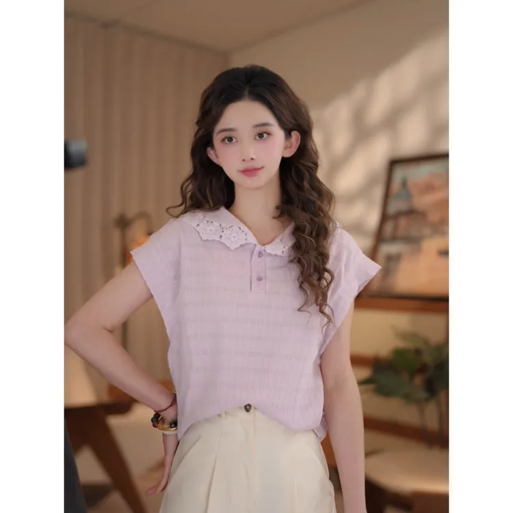 余紫绮【离歌未央】夏季休闲百搭时尚衬衫女短袖上衣ZE0706408