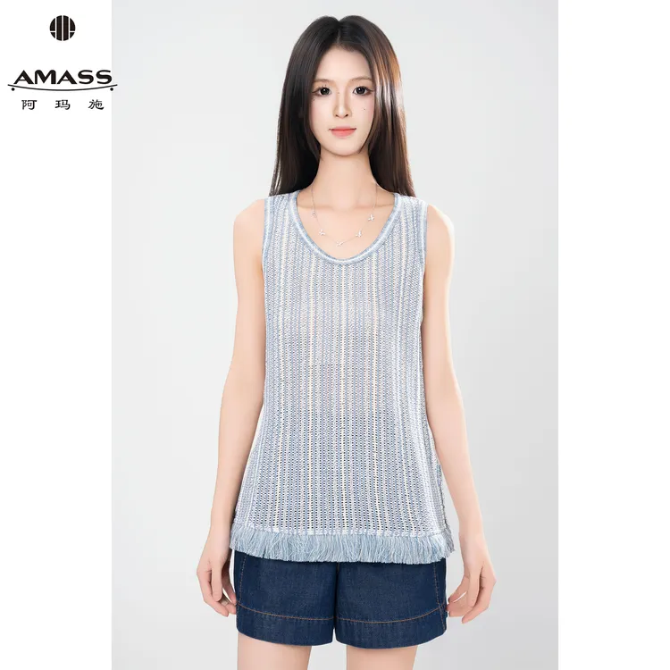 AMASS/阿玛施夏季新款气质度假风优雅时尚编织设计背心女  530049