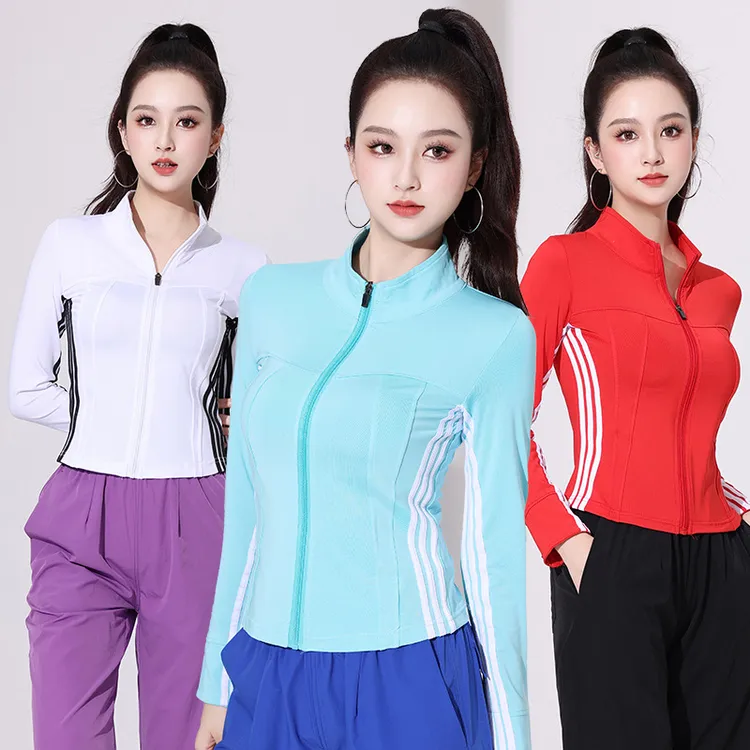 广场舞服装速干外套秋季新款修身显瘦跳操服上衣跑步训练健身长袖