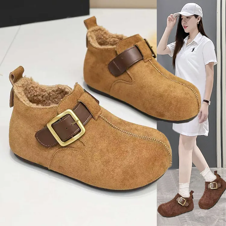 全包勃肯鞋厚底内增高女2025新款秋冬加绒一脚蹬单鞋百搭保暖鞋子