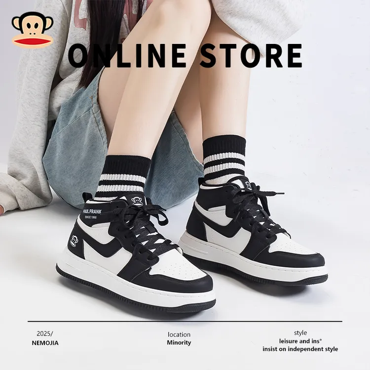 大嘴猴高帮休闲鞋舒适2025四季女鞋增高加厚百搭厚底运动休闲男鞋