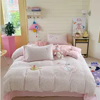 小玲子 豹纹猫 冬季加厚牛奶绒毛巾刺绣套件 可爱卡通款