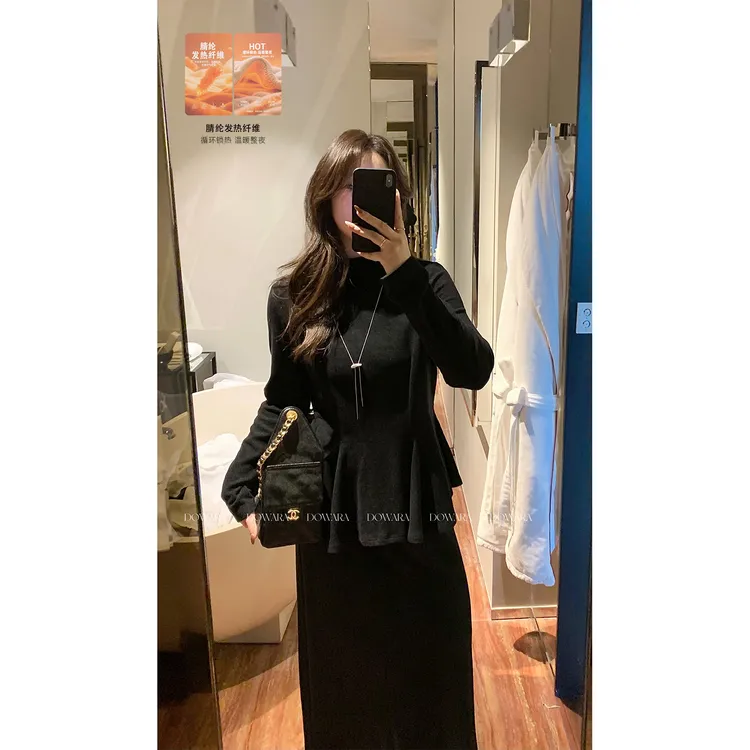 现货大婉酱微胖定制【热循环套装】法式荷叶边上衣半身裙套装 2906D