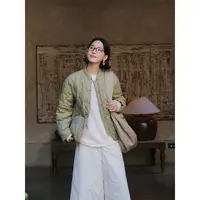 麻霖冬新品汉麻亚麻双色色织90白鹅绒新中式保暖显瘦羽绒服外套